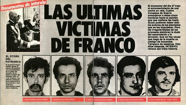 Últimas muertes de miembros pertenecientes a ETA y FRAP a manos del franquismo