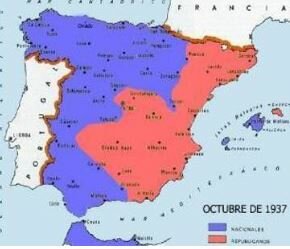 Territorios dominados por cada bando en octubre de 1937