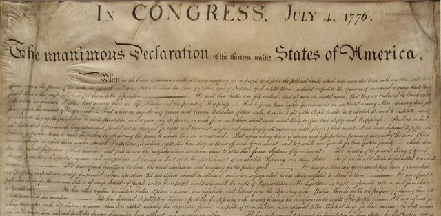 Firma de la declaración de independencia de los Estados Unidos.