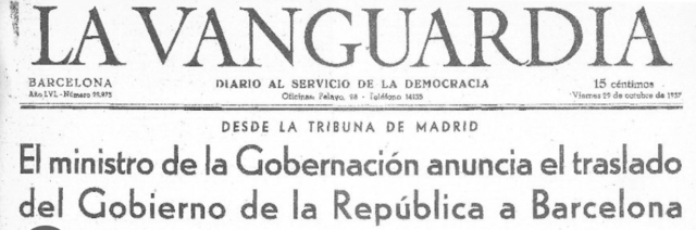 El gobierno de la República se traslada a Barcelona.