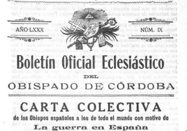 Carta colectiva de los obispos españoles a favor de Franco.