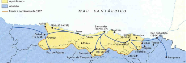 Conquista del norte de España por las tropas Nacionales.