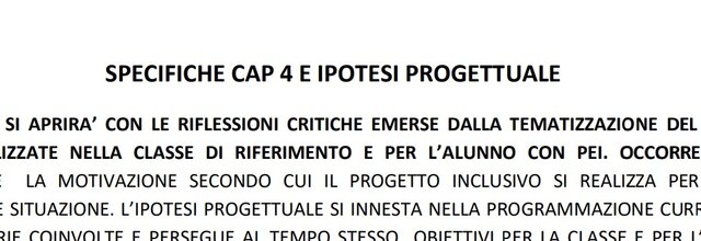 SPECIFICHE CAP 4 E IPOTESI PROGETTUALE