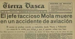 El general Mola muere en accidente de aviación.