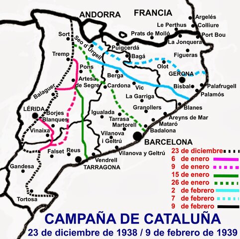 Ofensiva contra Cataluña por las tropas franquistas