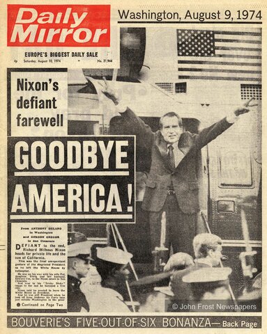 President Richard Nixon Resigns from office following Watergate Scandal