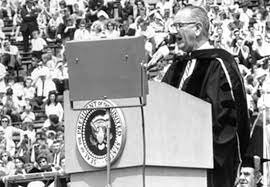 President Lyndon B Johnson delivers his "Great Society" Speech