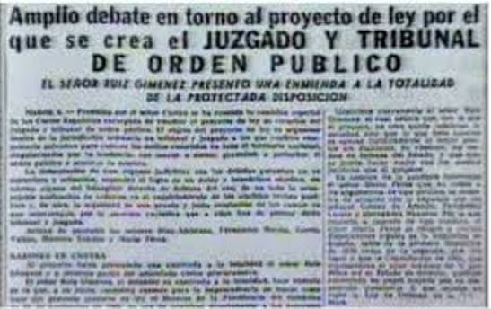 Creació Tribunal d'Ordre Públic