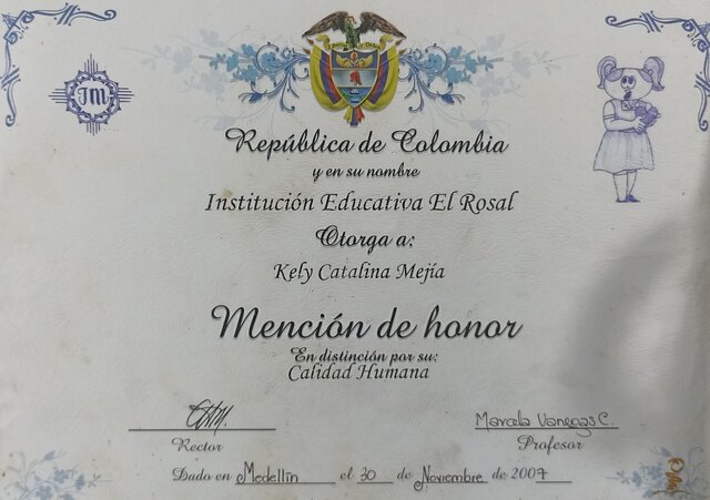 Mención de Honor calidad humana "inteligencia interpersonal"
