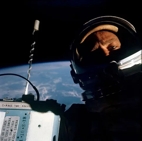 Buzz Aldrin Takes the First Selfie in Outer Space