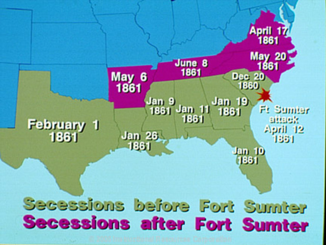 South Carolina becomes the first state to secede from the Union