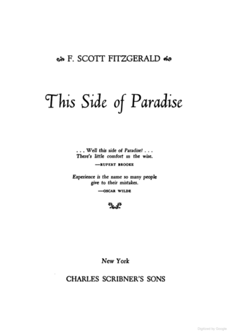 Fitzgerald's First Book