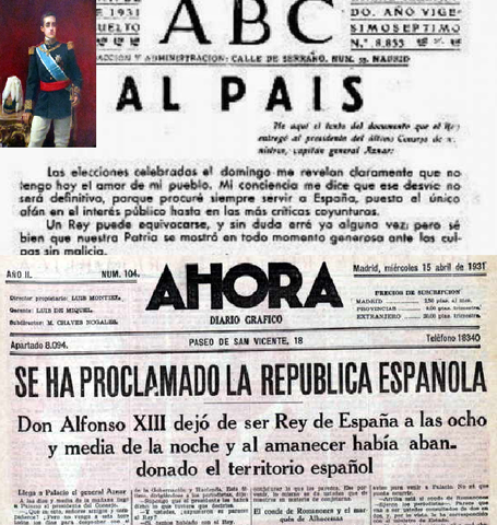 Publicación de la carta de renuncia de Alfonso XIII