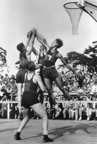 First time basketball is played at Olympics as official sport.