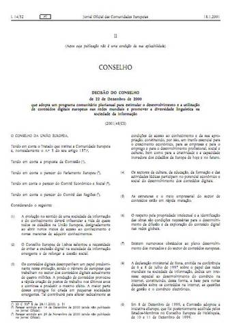 Programa comunitário para estimular o desenvolvimento e a utilização de conteúdos digitais europeus nas redes mundiais e promover a diversidade linguística na sociedade da informação