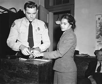 Rosa Parks arrested for refusing to give up her seat on a Montgomery, Alabama bus