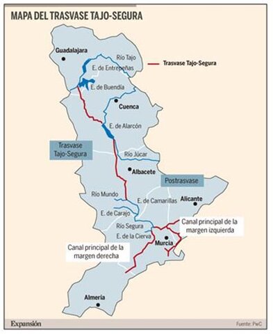 Se remite a las Cortes españolas un Proyecto de Ley sobre el Trasvase Tajo-Segura.
