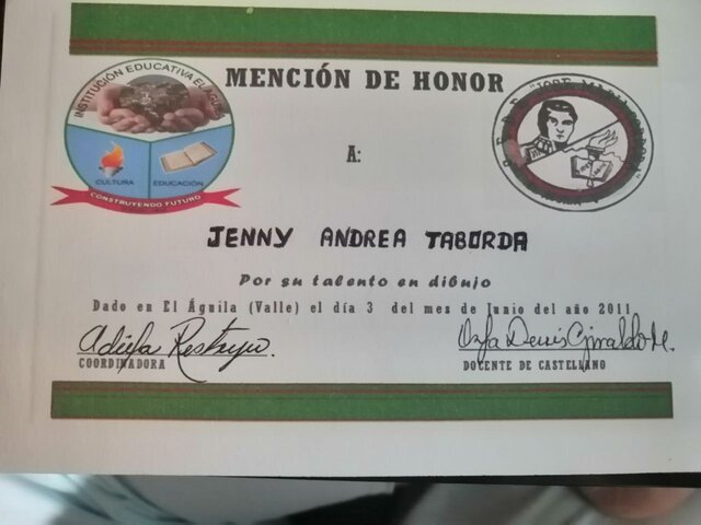 Mención de honor por mi dibujo