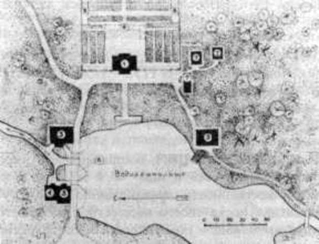 получает земли и крестьян для постройки фабрики цветного стекла в Усть-Рудицах