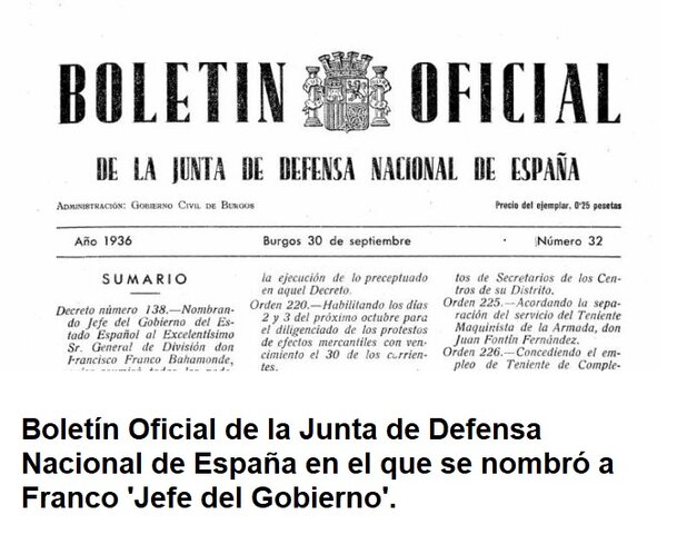 NOMBRAMIENTO DE FRANCO COMO JEFE DE ESTADO