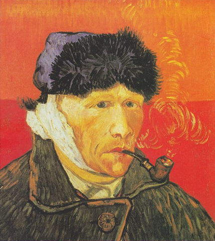 Self-Portrait with Bandaged Ear and Pipe