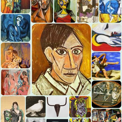 Timeline: Neoclásico, Romanticismo, Realismo, Impresionismo, Cubismo, Expresionismo, Dadaísmo, Arte Abstracto, Surrealismo.