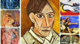 Timeline: Neoclásico, Romanticismo, Realismo, Impresionismo, Cubismo, Expresionismo, Dadaísmo, Arte Abstracto, Surrealismo.