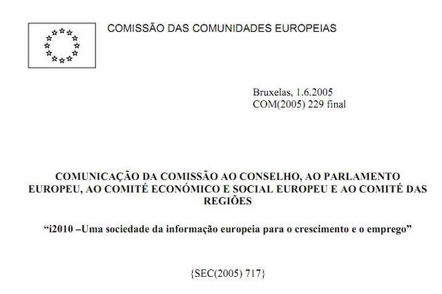 i2010 – Uma sociedade da informação europeia para o crescimento e o emprego