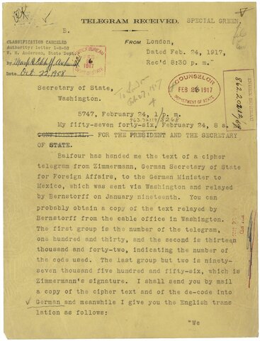 Primary Source: The Zimmerman Telegram