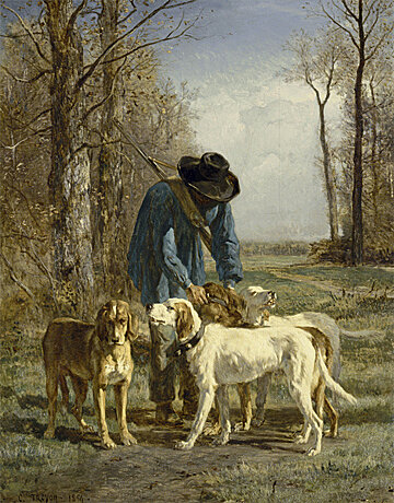 "Guarda de caza junto a sus perros" Constant Troyon