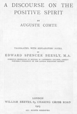 A Discourse on the Positive Spirit