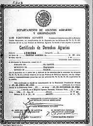 Certificación de derechos agrarios.