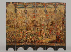 Screen with the Siege of Belgrade and hunting scene