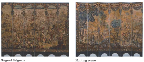 Screen with the Siege of Belgrade and hunting scene