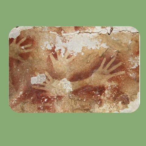 PRE-HISTORIC AGE: HAND STENCILS ROCK ART IN SULAWESI CAVES, INDONESIA (37,900 BCE)