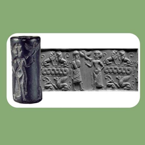 PRE-HISTORIC AGE: SUMERIAN CUNEIFORM CYLINDER SEAL, IRAQ (3000 BCE)