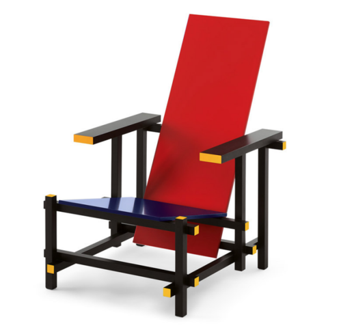 Cadira vermella i blava