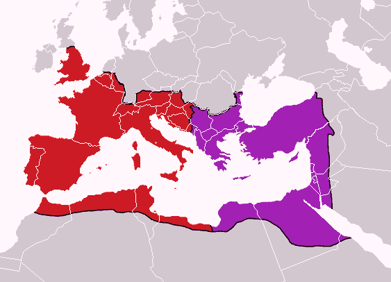 La divisione dell'impero romano
