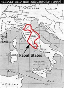Papal States taken over by new nation of Italy