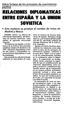 Restablecimiento de relaciones diplomáticas con la U.R.S.S.