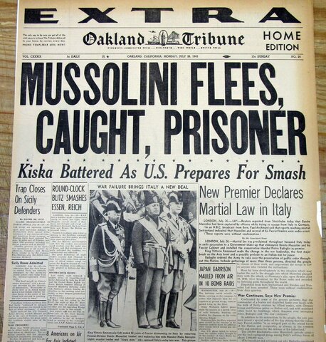 Mussolini brought down by coup during WW II