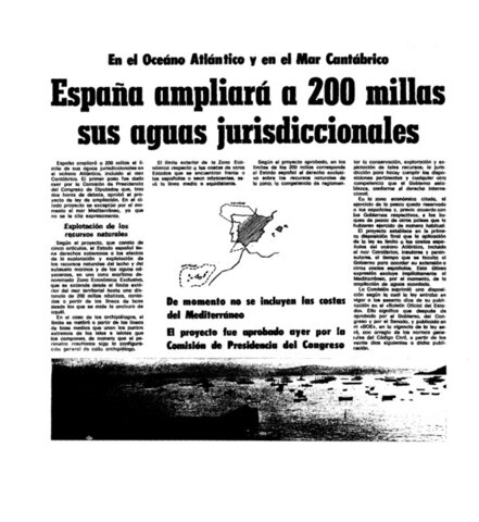 El Congreso aprueba la extensión de las aguas jurisdiccionales españolas no mediterráneas a 200 millas