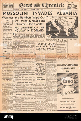 Italy invades Albania