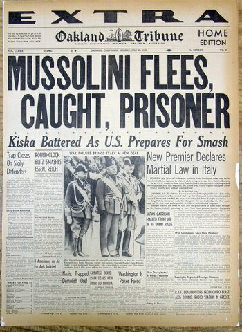 Mussolini brought down by coup during WW II