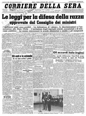 L'Italia fascista introduce le leggi in difesa della razza