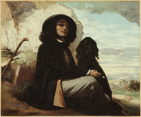 "Autorretrato con perro negro" - Courbet