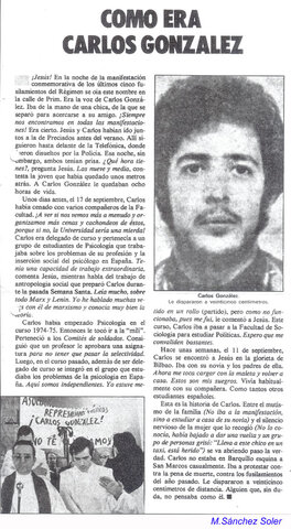 El estudiante Carlos González es asesinado.