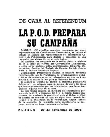Se constituye la Plataforma de Organismos Democráticos (POD),