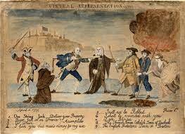 Protest by New England settlers and merchants against “arbitrary” taxes