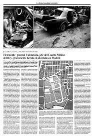 El general Joaquín de Valenzuela, jefe de la casa militar del rey, resultó herido en un atentado de E.T.A.